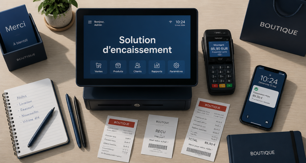caisse enregistreuse commerce de détail sur comptoir moderne
