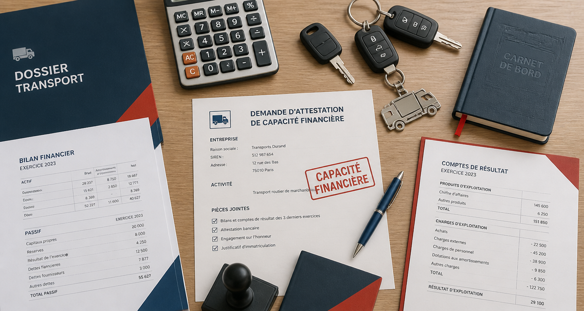 bureau capacité financière transport documents calculatrice