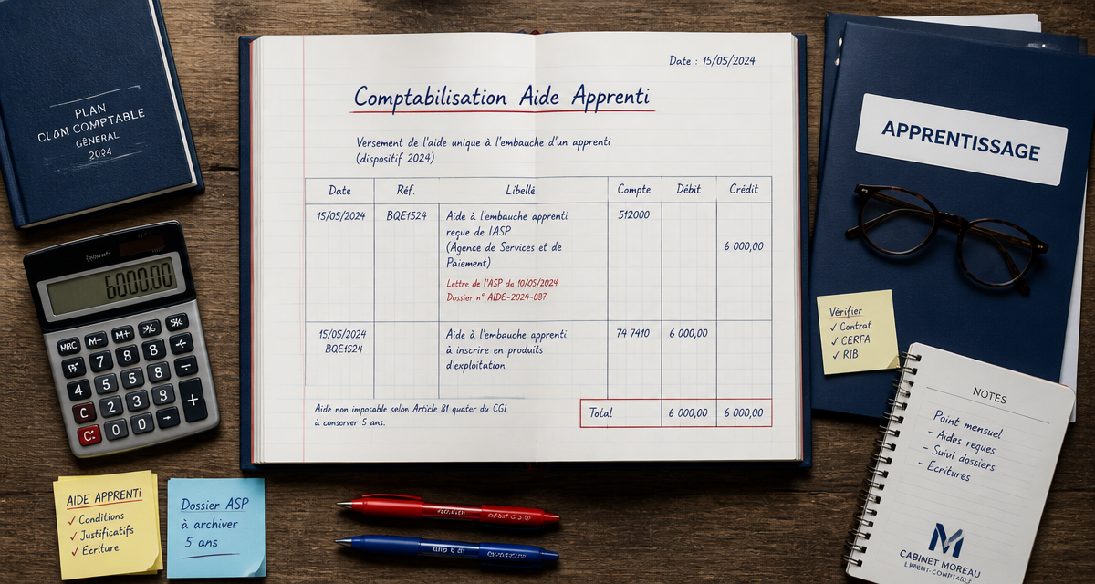 comptabilisation aide apprenti registre et outils comptables
