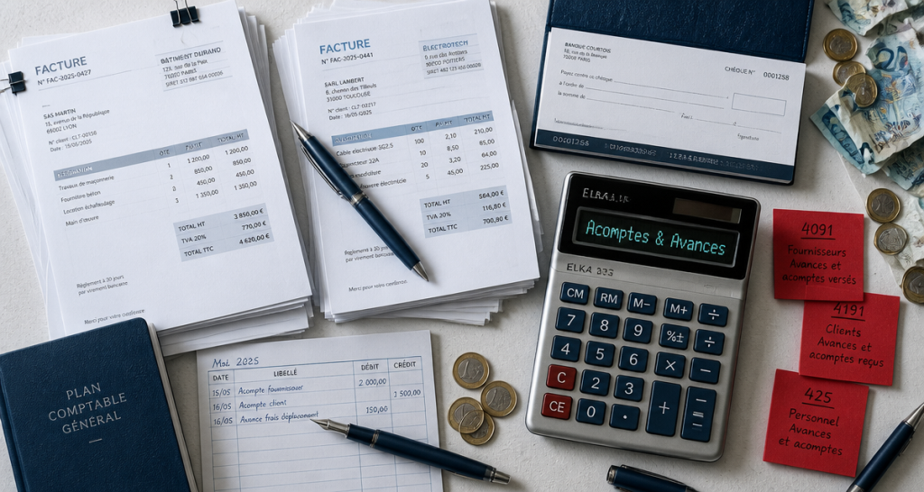 comptabiliser un acompte factures calculatrice comptes