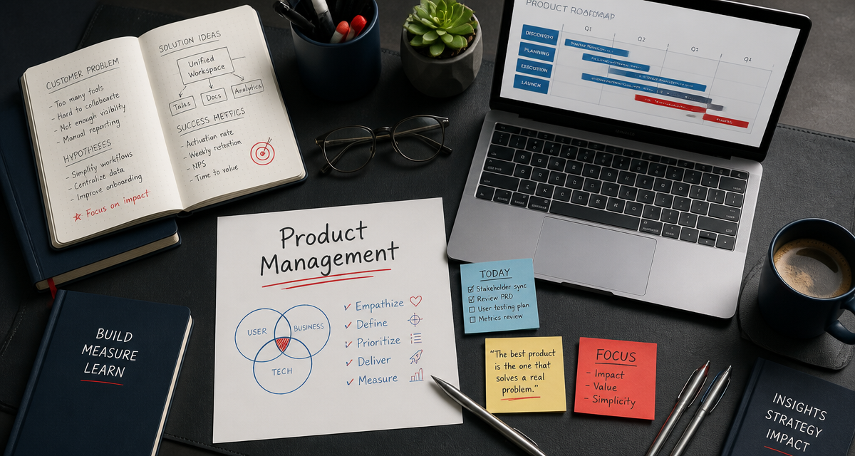 Conseil product management, bureau moderne, roadmap produit