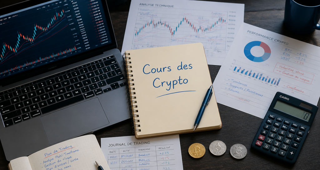 cours des crypto graphique et pièces