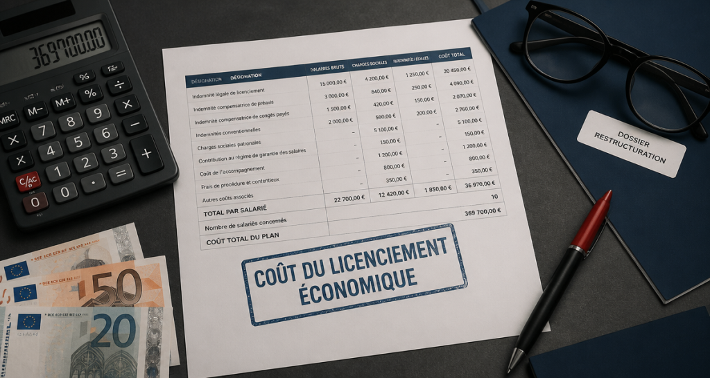 cout d un licenciement economique feuille de calcul et euros