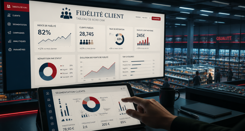 crm grande distribution salle de contrôle et dashboard