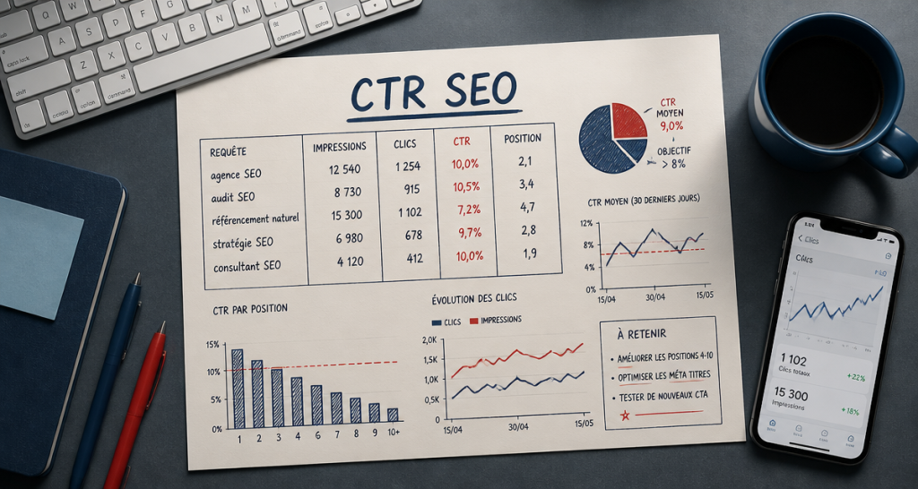 bureau moderne avec analyse ctr seo
