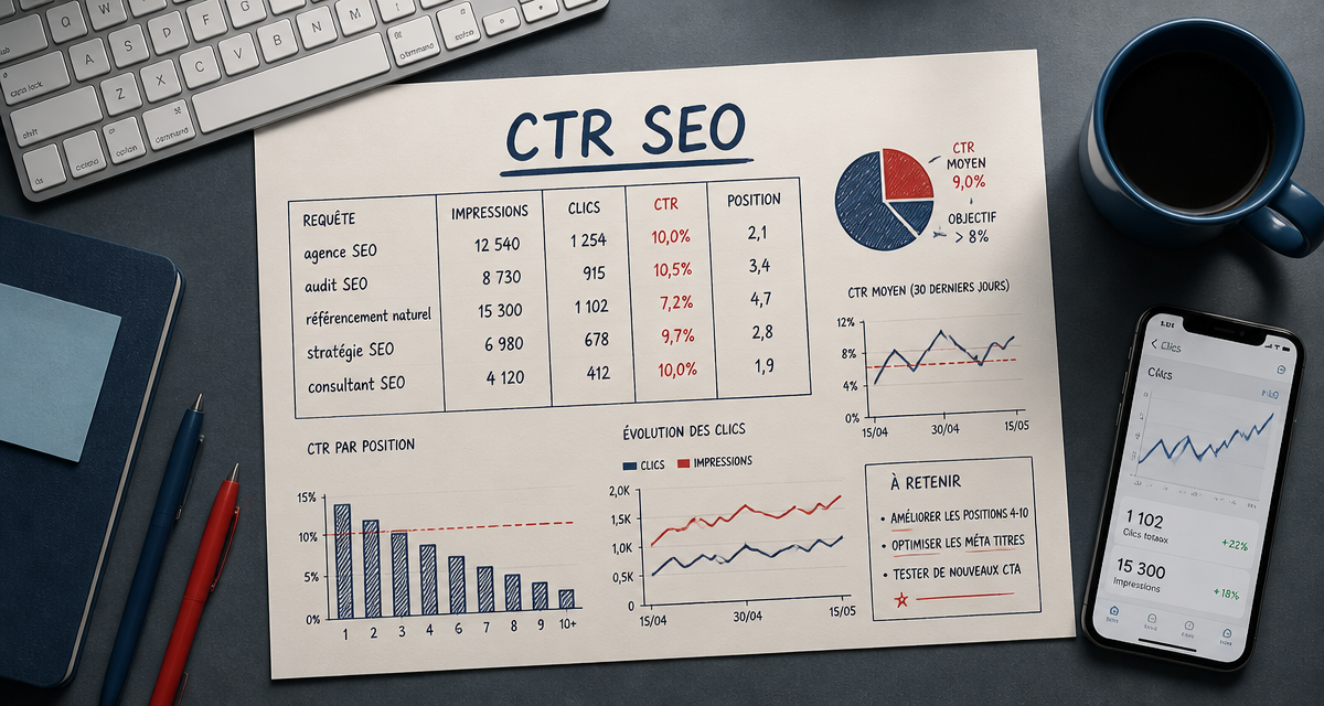 bureau moderne avec analyse ctr seo