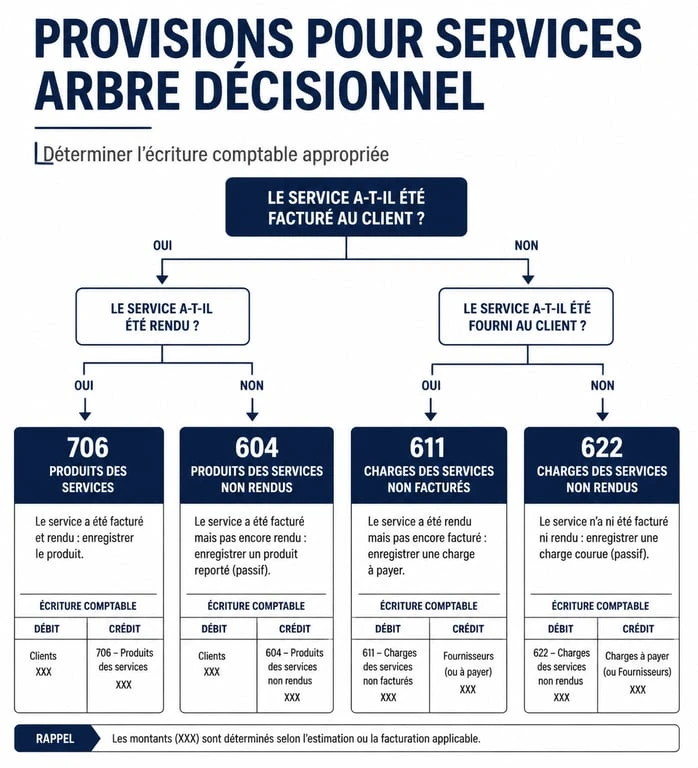 Schéma décisionnel pour l'imputation comptable d'une prestation de service