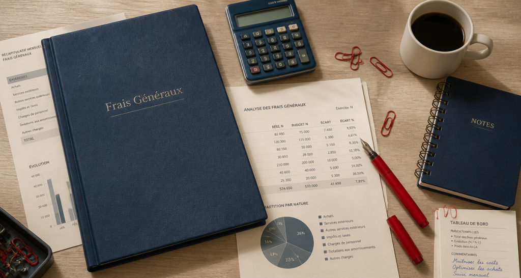 frais généraux def dossier bleu calculatrice