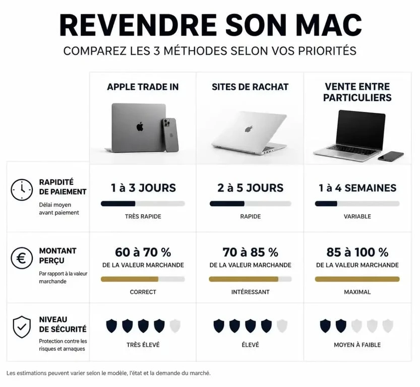 Comparatif des méthodes pour revendre son Mac : Apple Trade In, sites spécialisés et vente entre particuliers