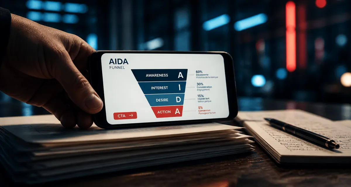 methode aida pourquoi : smartphone et CTA pour convertir avec AIDA