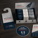 PLV commerce supports variés sur comptoir