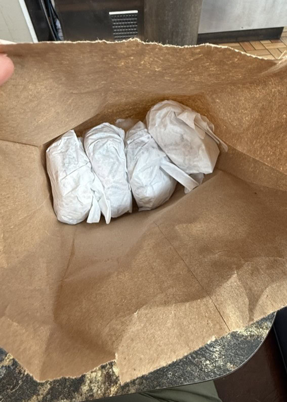 sandwiches wrapped up in a bag