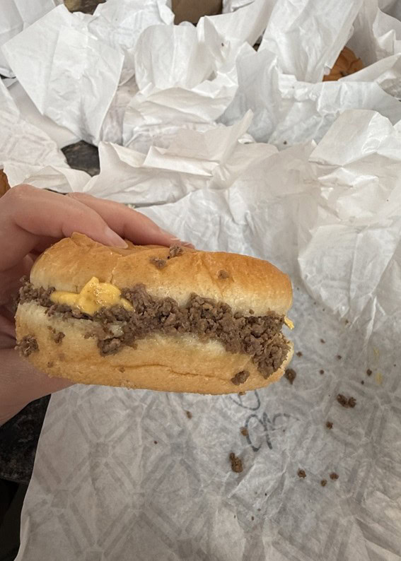 holding the sandwich