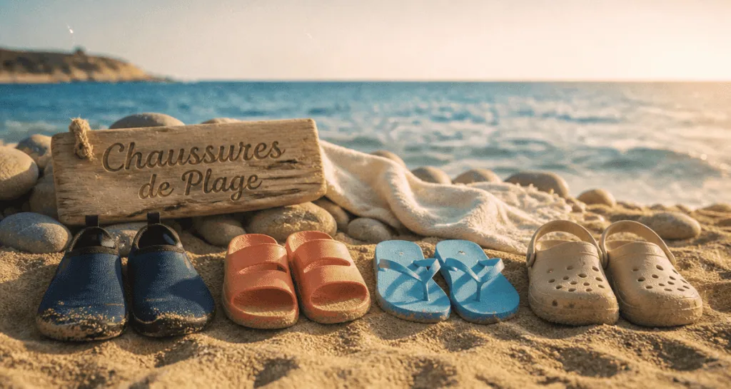 chaussur plage sur sable méditerranée