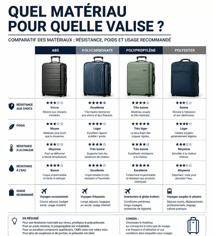 Comparatif des matériaux de valises pour choisir où acheter sa valise pas cher