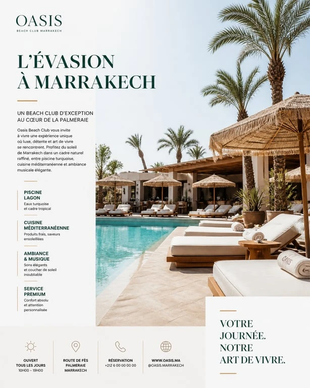 Beach club luxueux à Marrakech pour une journée de détente