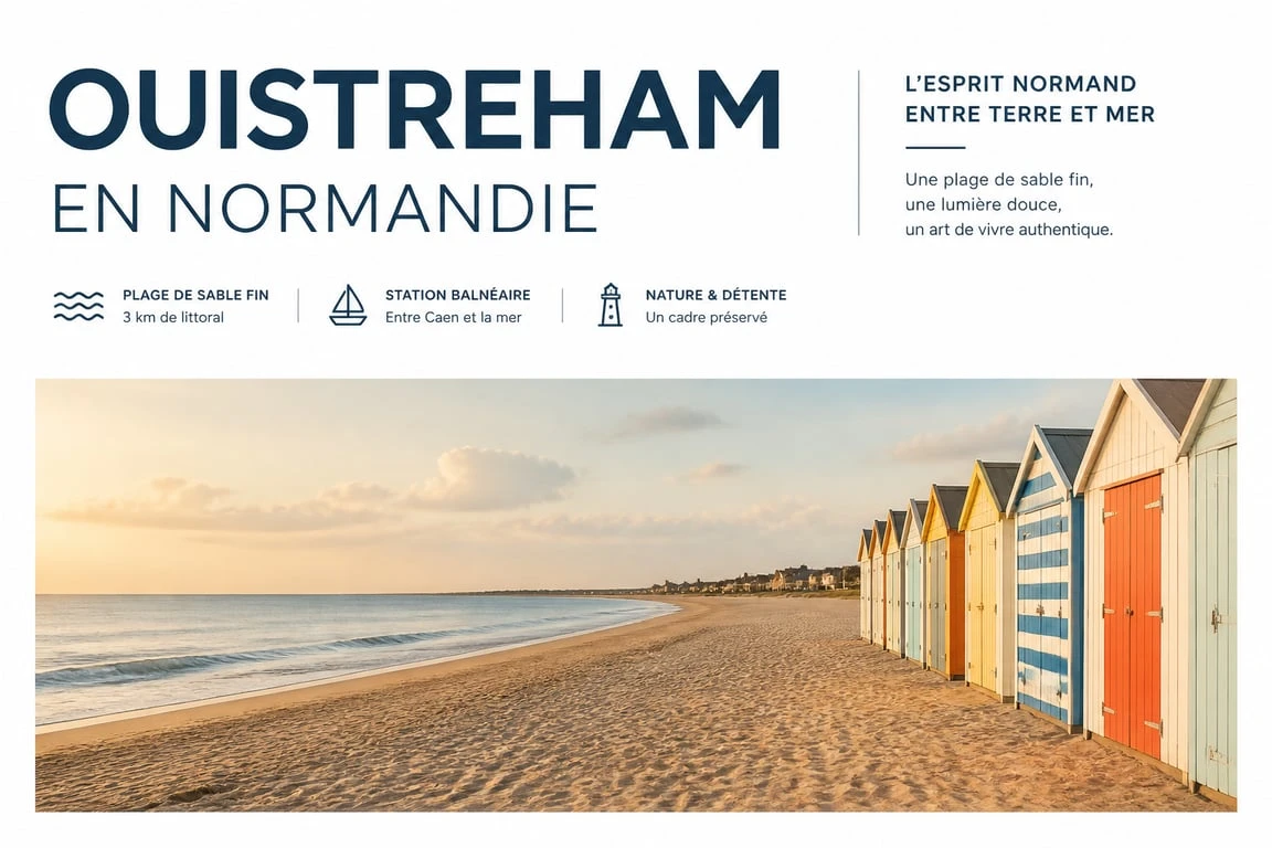 Plage de Ouistreham près de Caen, une destination idéale pour une sortie en bord de mer en Normandie.
