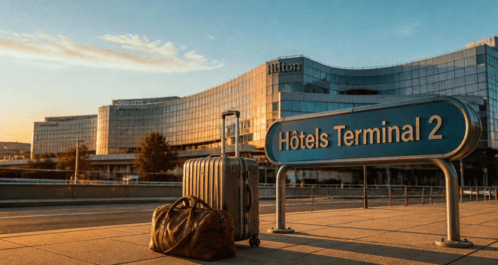 hotel cdg terminal 2 valises devant hôtels