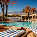 marrakech plage transats piscine palmiers