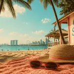 singapour plage sable palmiers cabane