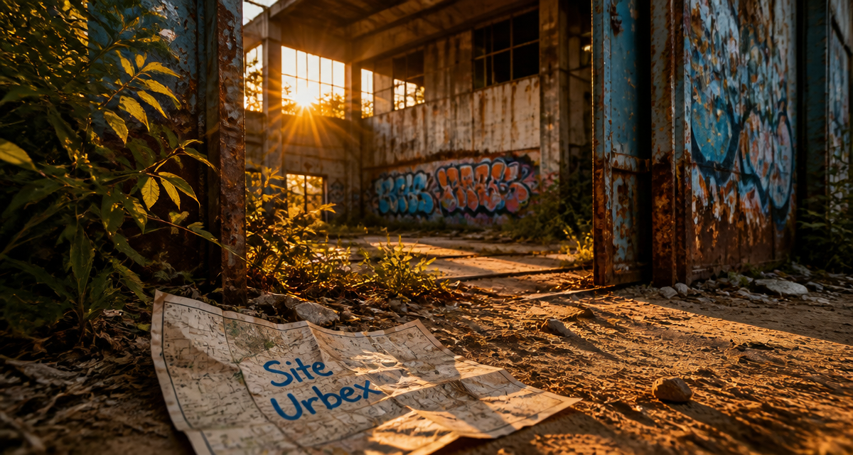 site urbex entrée usine abandonnée graffiti