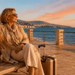 voyager seule femme 50 ans assise banc mer méditerranée