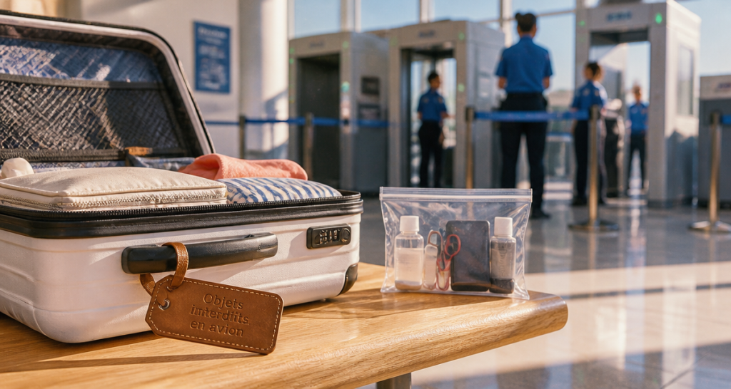 objet interdit avion valise ouverte aéroport