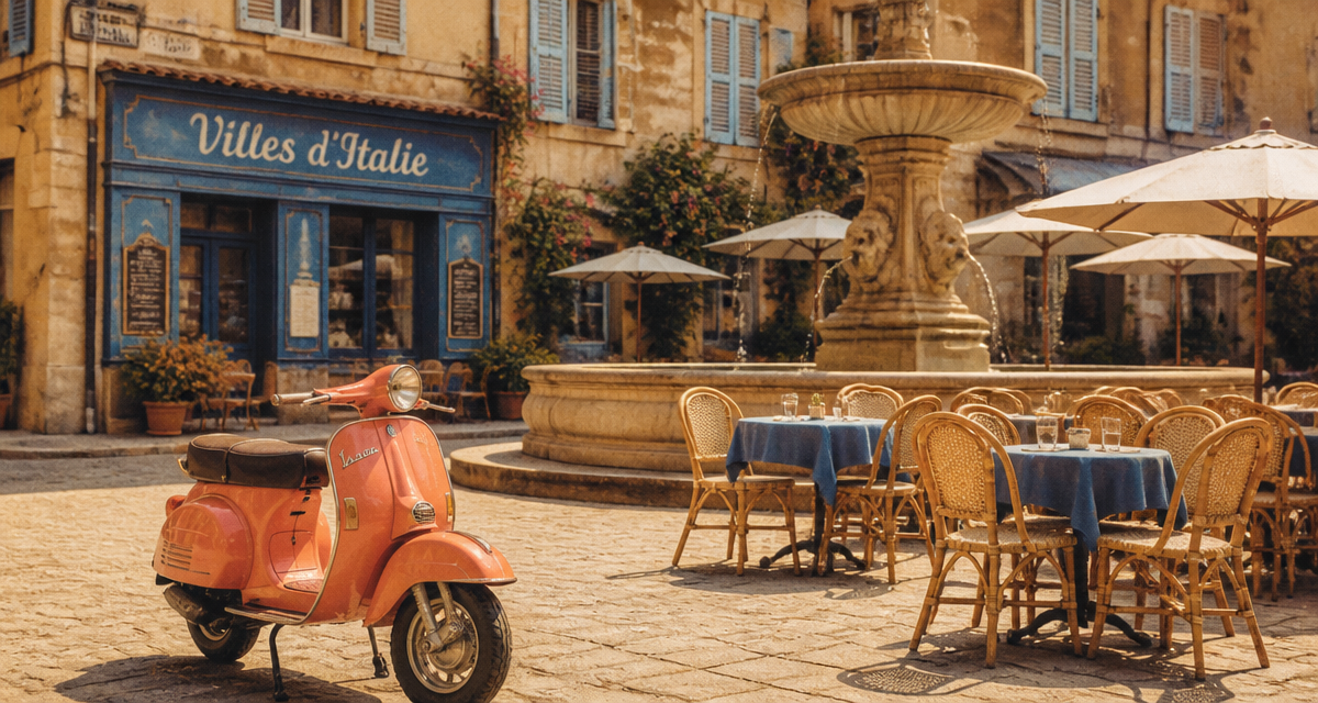 ville en italie place café Vespa