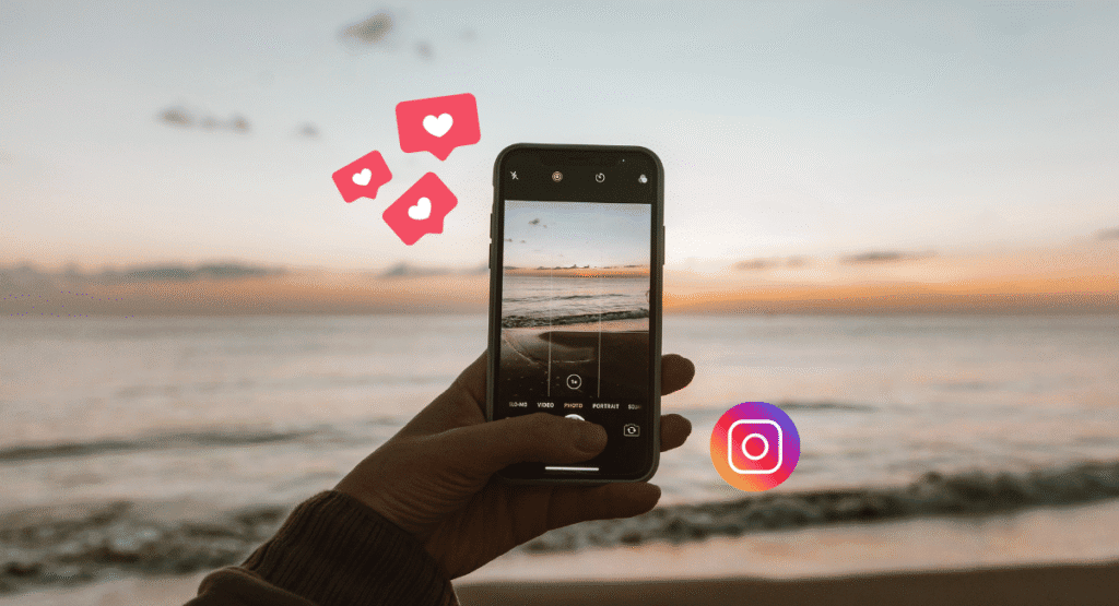 Gillamarkeringar på en bild som tas för Instagram