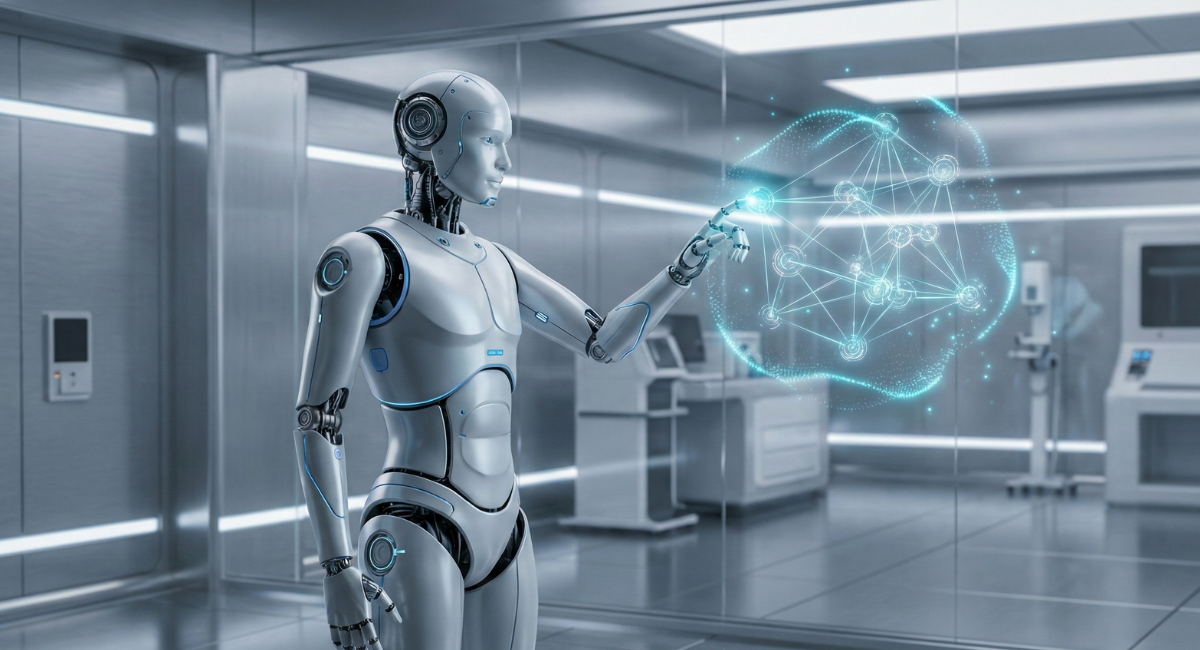 En robot som ska föreställa Google i hur den tolkar information genom Semantisk SEO