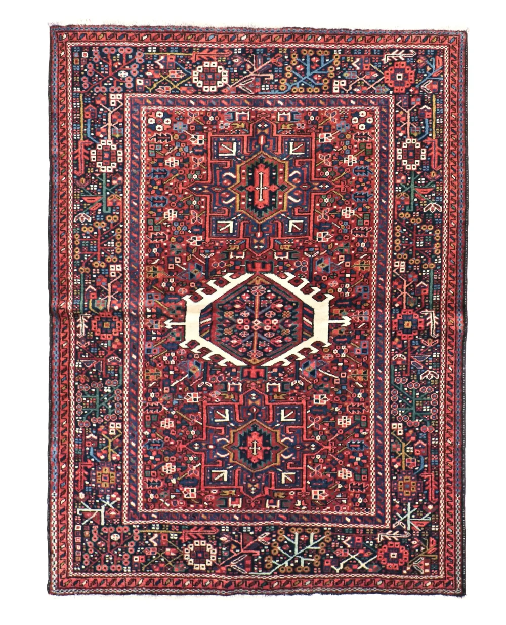 5 x 6 Vintage Heriz Persian Wool Rug