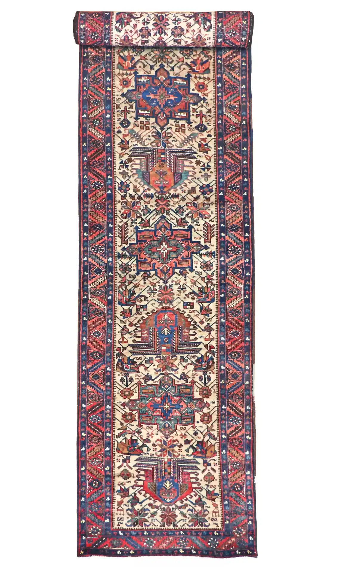 3 x 15 Antique Persian Heriz Wool Rug