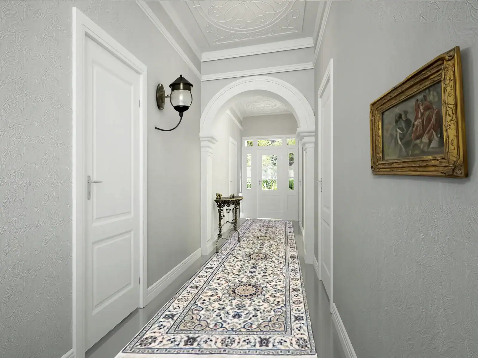 10 x 3 Indo Naein Ivory Oriental Rug - pineville rug gallery - charlotte nc