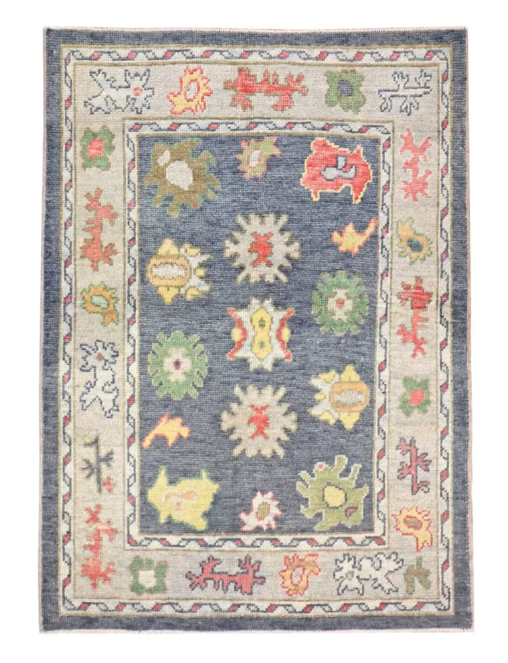 4 x 6 Oushak Turkish Wool Oriental Area Rug- 4 x 5.6