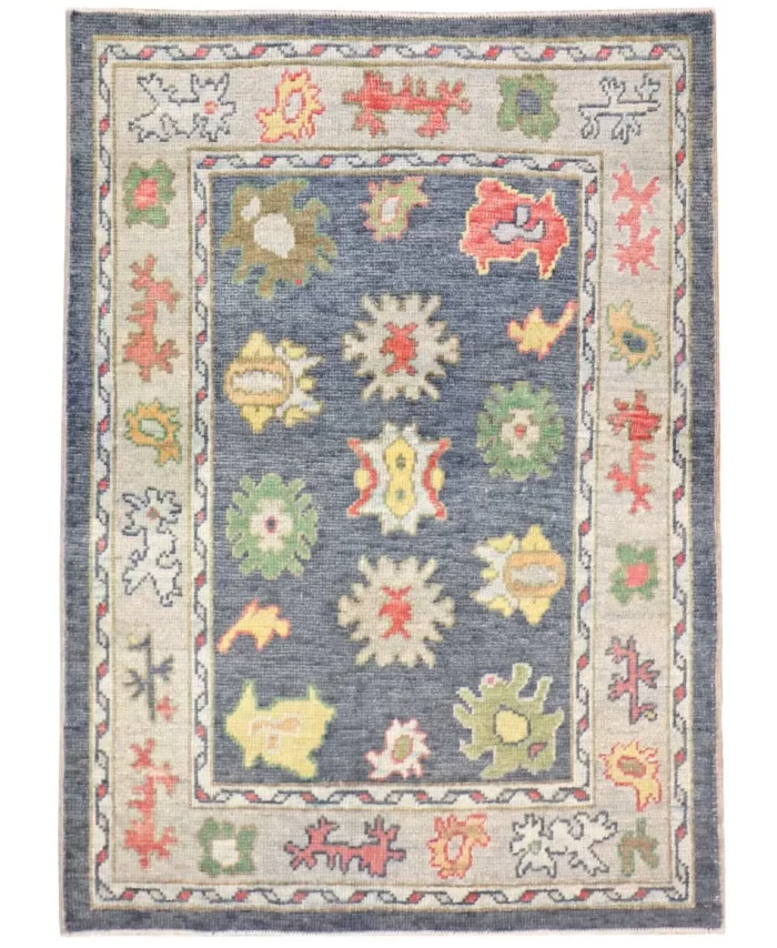 4 x 6 Oushak Turkish Wool Oriental Area Rug- 4 x 5.6