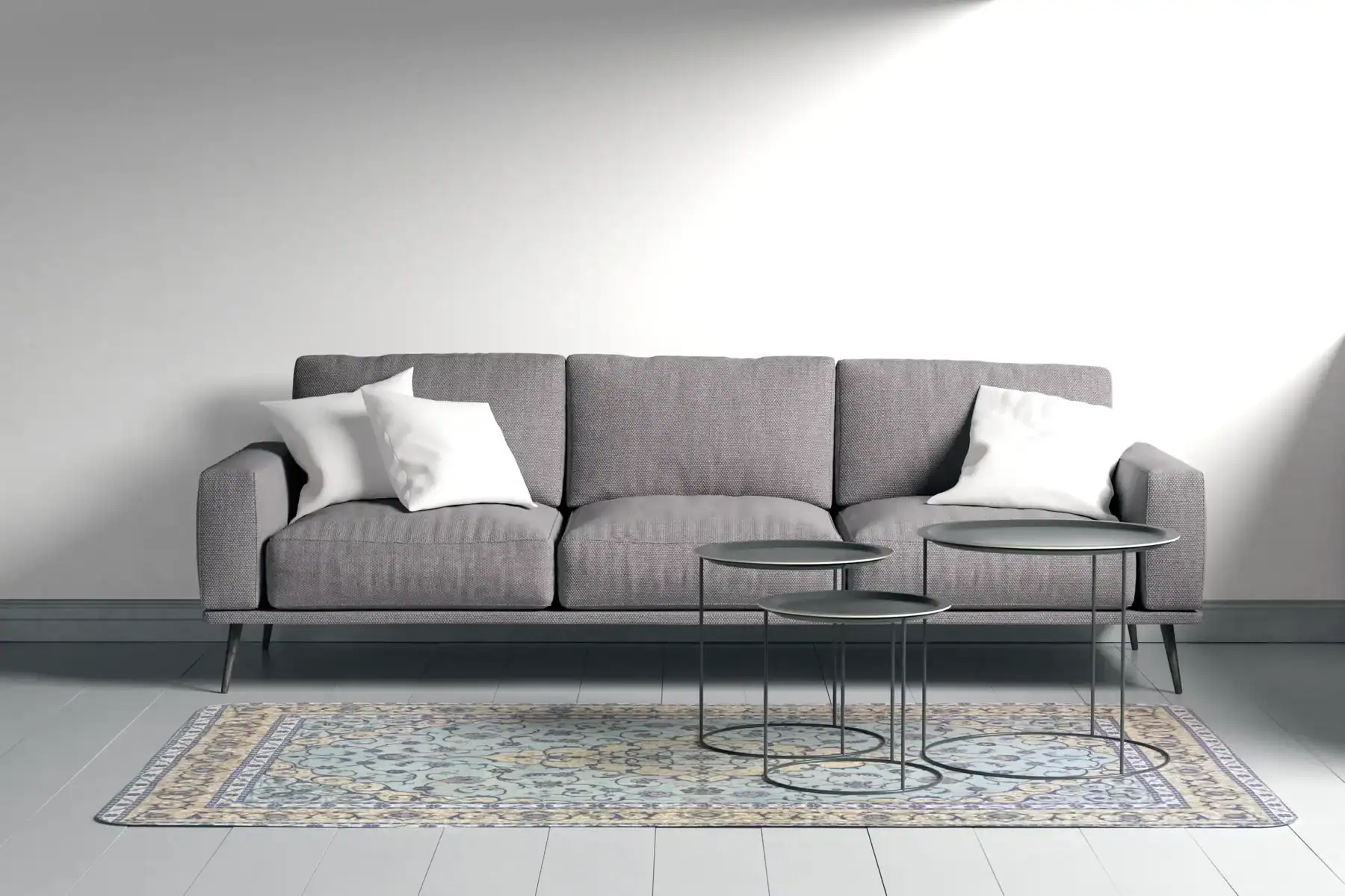 8 x 11 Kashan Persian Wool Area Rug in Living Room - pineville rug gallery - charlotte nc