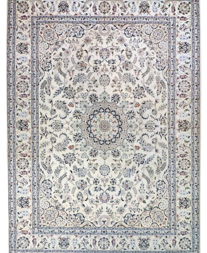 9 x 12 New Nain India Wool-Silk Area Rug - pineville rug gallery - charlotte nc