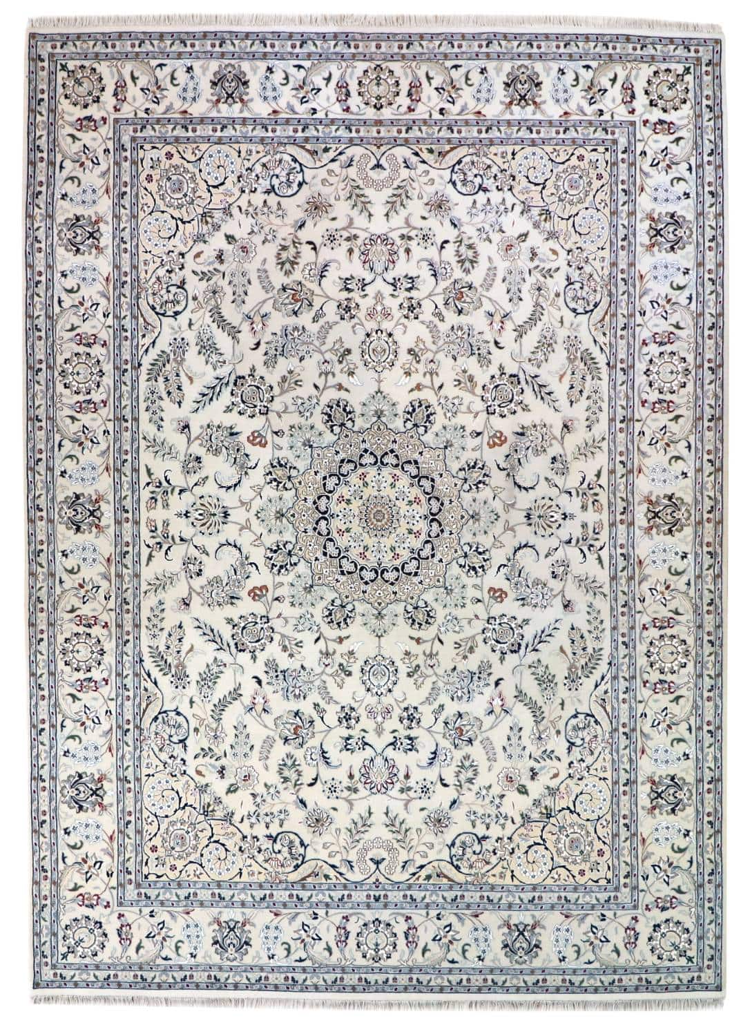 9 x 12 New Nain India Wool-Silk Area Rug - pineville rug gallery - charlotte nc