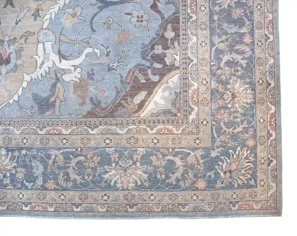9 x 12 New Oushak Pakistan Wool Area Rug Border Details - pineville rug gallery - charlotte nc