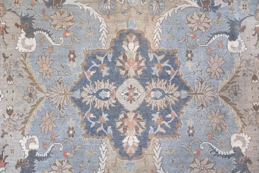 9 x 12 New Oushak Pakistan Wool Area Rug Design Details - pineville rug gallery - charlotte nc