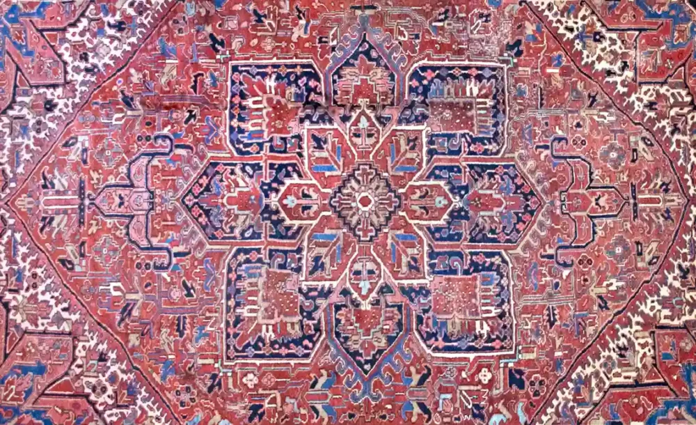 9 x 12 Antique Heriz Wool Area Rug Design Details - pineville rug gallery - charlotte nc