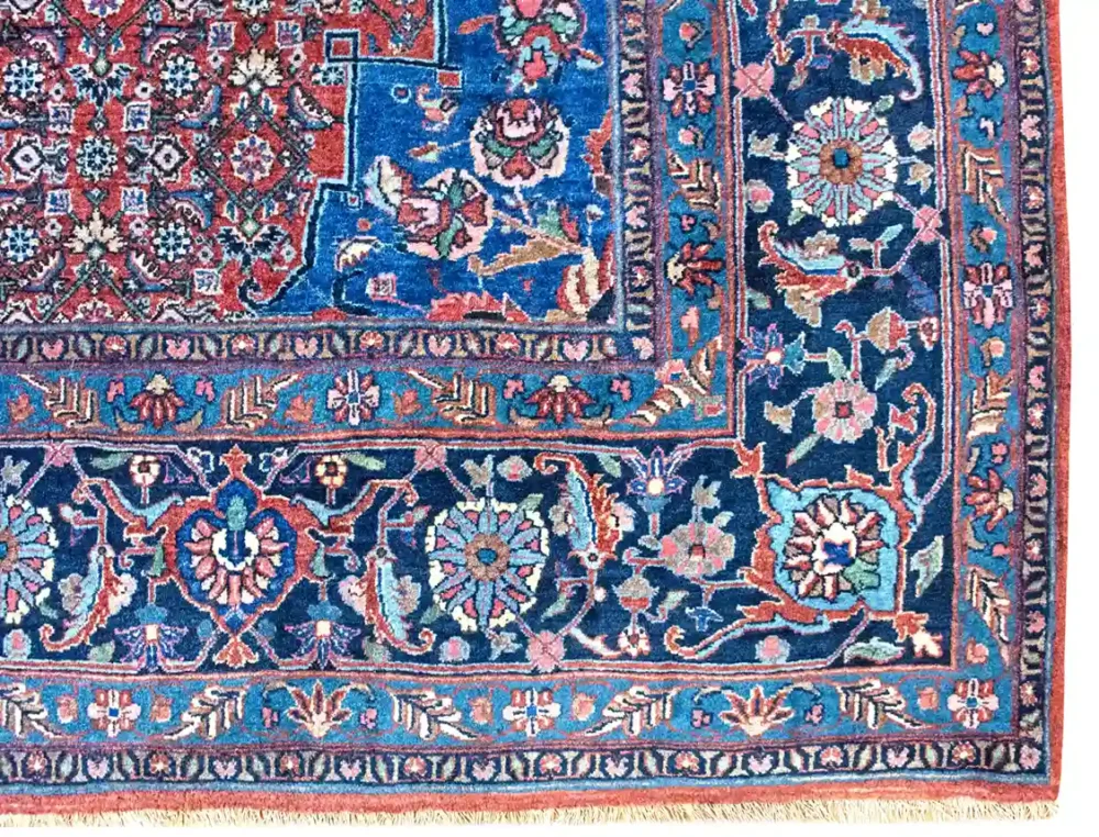 9 x 12 Bijar Persian Area Rug Border Details - pineville rug gallery - charlotte nc