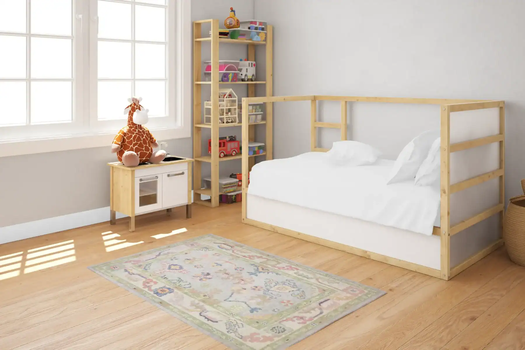 4 x 6 Oushak Turkish Oriental Area Rug in Bedroom - pineville rug gallery - charlotte nc