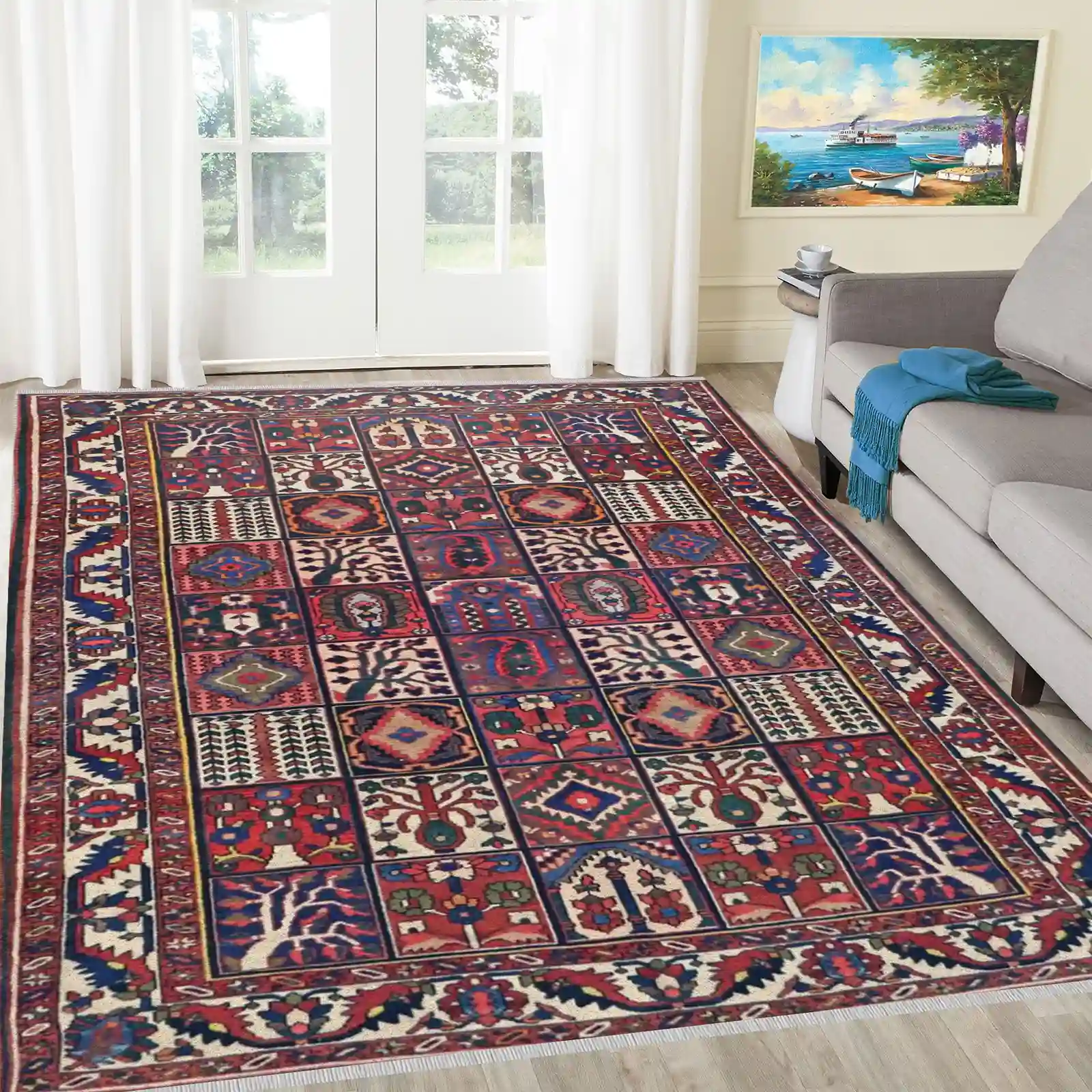 7 x 10 Antique Bakhtiari Persian Rug - Image 2