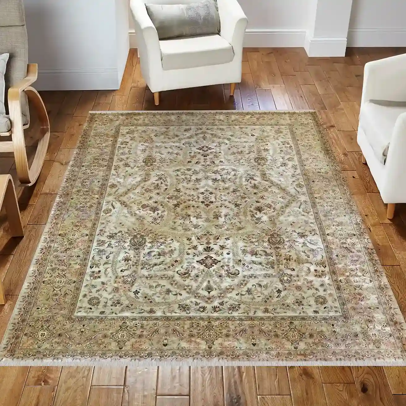 9 x 12 Vintage Agra Indian Wool Rug - Image 2