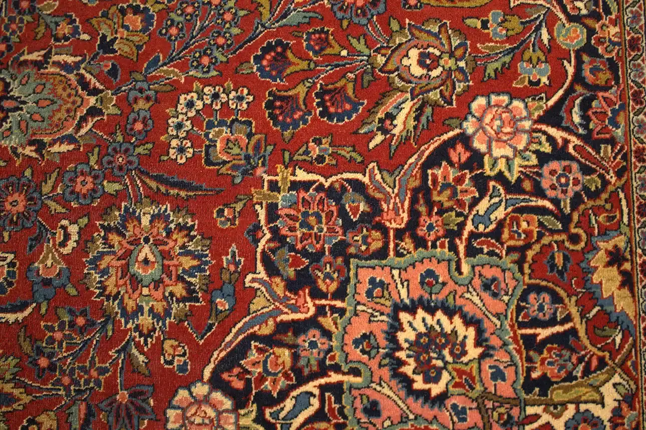 9 X 12 Antique Kashan Wool Rug - Image 5