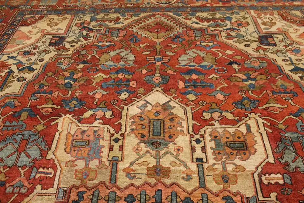 10 X 12 Antique Heriz Serapi Rug - Image 7