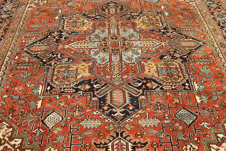 10 X 13 Antique Heriz Wool Rug - Image 7