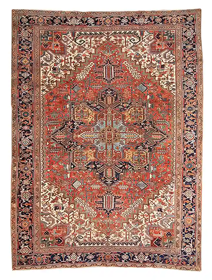 10 X 13 Antique Heriz Wool Rug