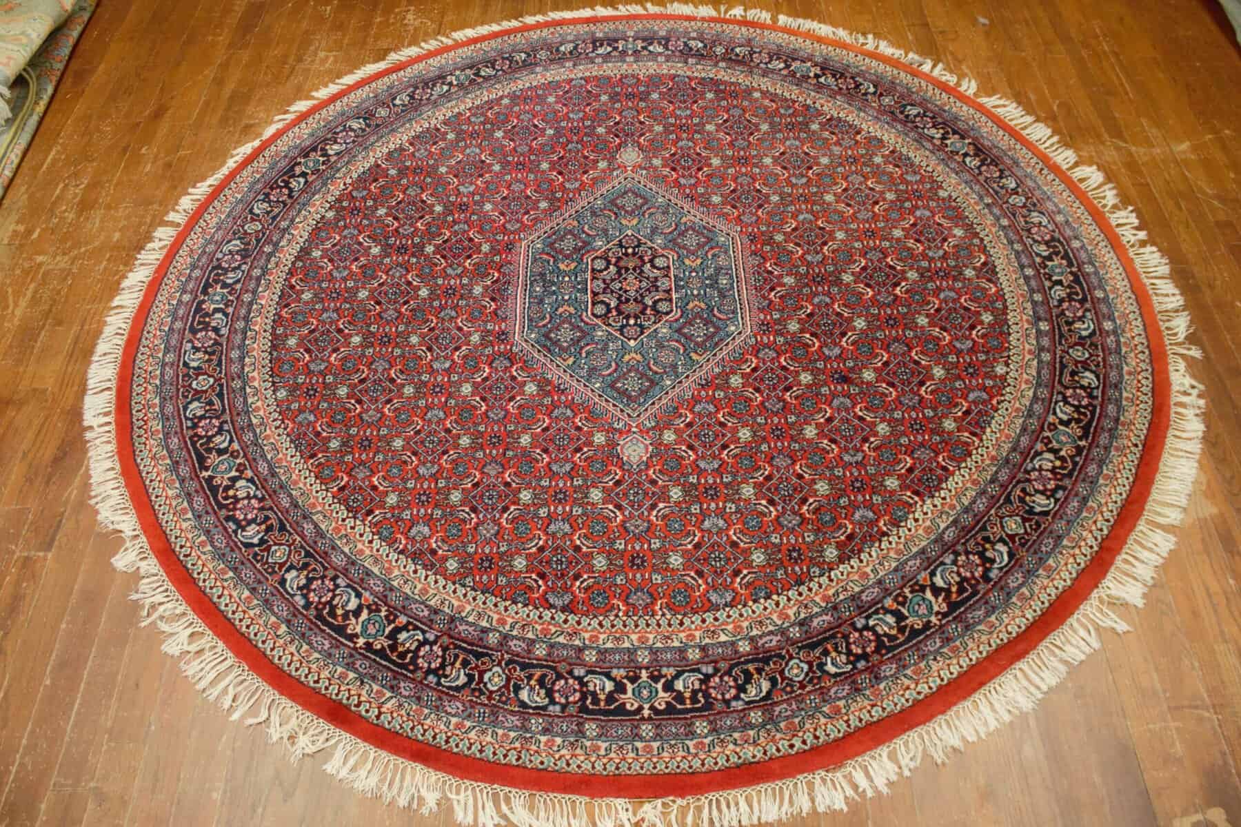 8 x 8 Round Indo-Bijar In Crimson - Image 6